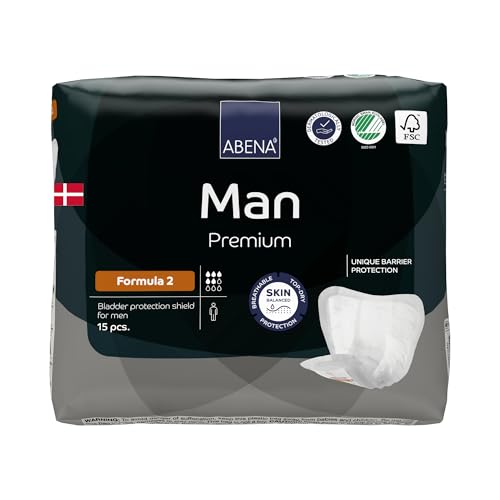 ABENA Man Formula 2 Premium SPARPAKET (15 x 12 = 180 Stück) Inkontinenzeinlagen für Herren, 700 ml Saugfähigkeit, schnell einziehende, diskrete und anatomische geformte Einlagen für Männer