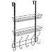 NEX Upgrade Over The Door Hook Shelf Organizer 5 Hooks with 2 Baskets Storage Rack for Coats & Towels, Chrome(Dark Brown)