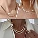prgislew Herringbone Necklace for Women - Dainty Gold Necklace,14k Gold Plated Snake Gold Herringbone Chain Choker Necklaces,Simple Fashio Golds Layered Necklaces,Gold Jewelry Gift for Women