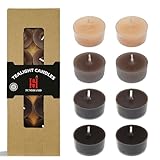 Tea Candles Coffee Scented Handmade 24 Pack Clear Cup Tea Lights Candle 6 Hour Long Burning Tealight Candle for Wedding Spa Outdoor Activities (Brown)