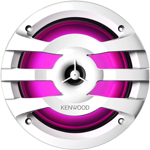 Image of Kenwood KFC-1673MRWL 6-1 /2 inch 2-Way Marine Speakers with Grilles (Pair) | Built-in LED Lights (White)