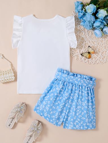 Image of Girls Summer Outfits Cute Sleeveless Top High Waisted Short Sets with Pockets Teen Girl Clothes Size 6-14 T