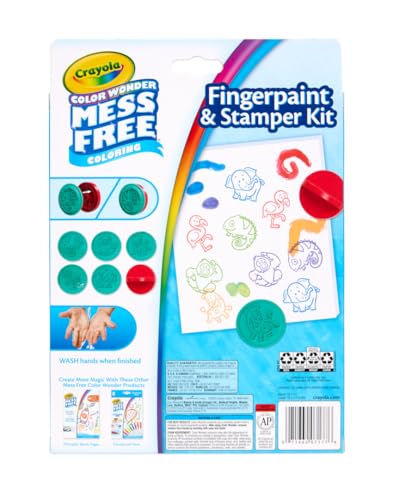 Image of Crayola Color Wonder Mess Free Fingerpaint & Stamper Kit, Safari Stamps | Safari Stamps for Kids, Color Reveal Ink, Toddler Activity, Gifts, 3+