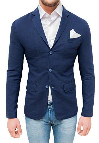 Veste pour homme en lin élégante Evoga à pochette pour mariages et cérémonies d'été