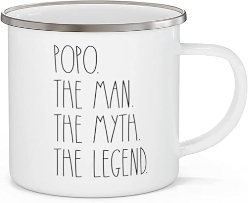 Popo The Man The Myth The Legend - Taza de café de fogata, regalo de Navidad, regalo de cumpleaños, taza de café Popo para camping, taza de café de