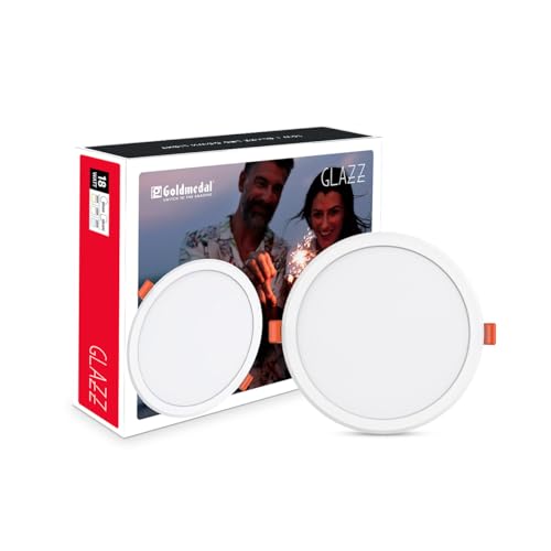 Image of Goldmedal Glazz 18W Round Ceiling Light | Recessed LED Downlight for False Ceiling |Cut Out :8.03 Inch |Downlight for Home,Hall,Room,Kitchen,Office,Shop |Neutral White(4000K)