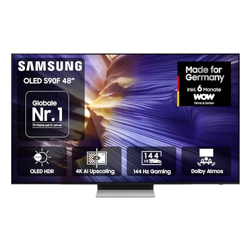 Samsung OLED 4K S90F 48 Zoll (121 cm), UHD Fernseher, NQ4 AI Gen3 Prozessor, OLED HDR, 4K Upscaling Pro, Dolby Atmos, Gaming Hub, Motion Xcelerator 144Hz, Samsung Vision AI Smart TV