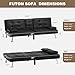 Homall Futon Sofa Bed, Leather Futon Couch with Removable Armrests, Adjustable Recliner Sleeper Sofa Bed with Dual Cup Holders for Living Room, Apartment, Office (Black)