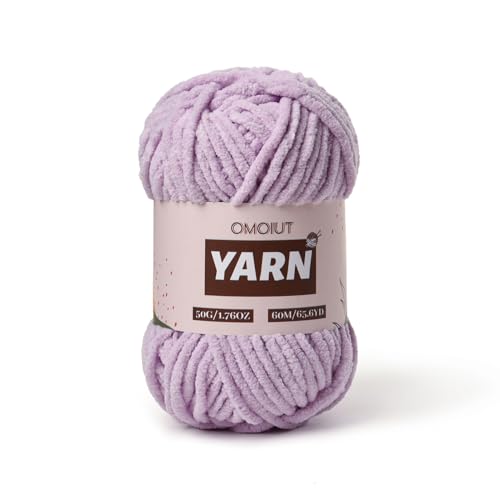 Image of Plush Chenille Chunky Crochet Yarn - Baby Yarn for Crocheting Soft - Velvet Yarns Knitting for Blankets Crafts - Fluffy Amigurumi Yarns 50g / 65.6yd (Light Purple)