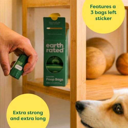 Image of Earth Rated Dog Poop Bag Refill Extra long strong and leak-proof scented Lavender recycled plastic 60 Bags In 4 Rolls