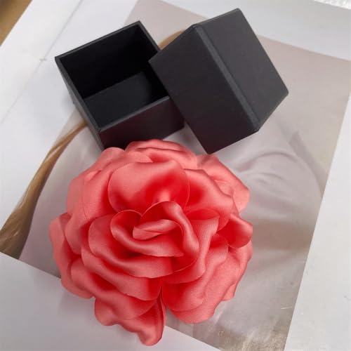 Image of Dainty Peony Rose Flower Brooches Lapel Pins Delicate Elegant Fabric Flowers Brooch Pin for Women Flower Corsage for Wedding Party Accessories Jewelry Gifts100mm