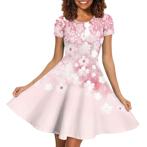 Image of AFPANQZ Womens Casual Summer Lightweight Vintage Dress Short Sleeve Midi Dress Knee-Long Luxury Formal Dress