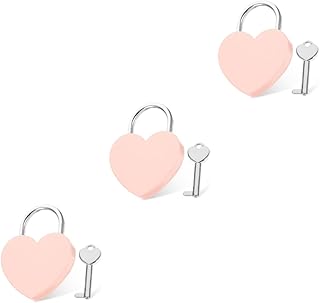 NOLITOY 3pcs Heart Lock Mini Jewelry Box Mini Locker Metal Suitcase Small Luggage Locks Small Backpack Padlocks Heart Lock and Key Locker Padlocks Locker Locks Padlocks with Keys Wedding