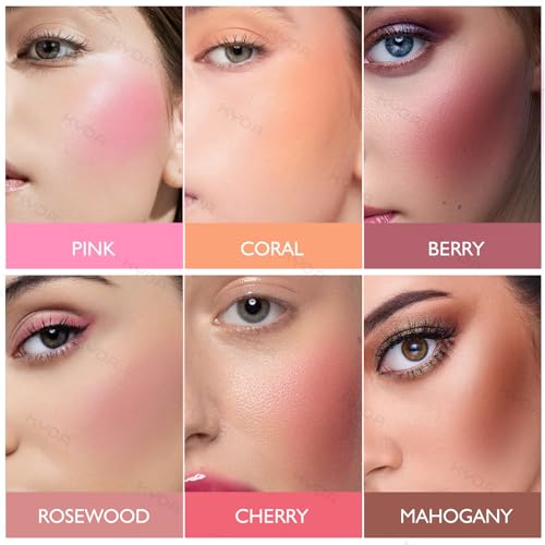 KYDA Powder Blush, Radiant Glow Face Blusher, Blendable Formula, Lasting Moisturizing, Ultra Fine Lightweight Texture, Pink