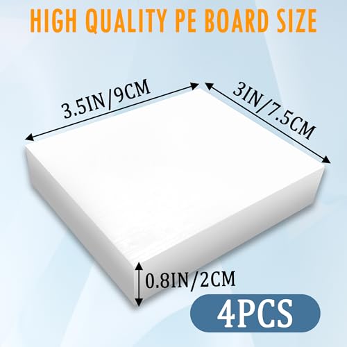 Image of 4Pcs HDPE Blocks White 3 /4'' Thick, Size 3''x 3-1 /2'' Solid Plastic Sheet High Density Polyethylene Sheet Board Rectangular Tapping Block for DIY Projects and Home Floor Improvement