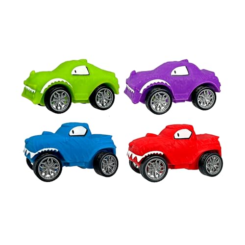 JA-RU Squishy Wheelz Car Toy (4 Units) Twist, Stretch & Added Wheels 4545-4