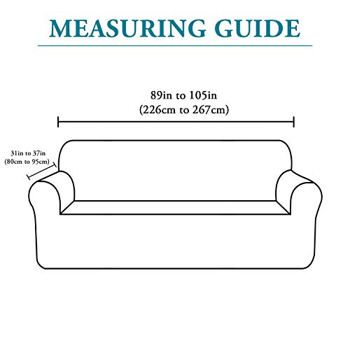 Flamingo P High Stretch Sofa Slipcover Non Slip Couch Cover For 3 Cushion Couch Washable Pet Furniture Protector Covers With Elastic Bottom, Thick Jacquard Fabric (X-Large, Off White) #TOP1