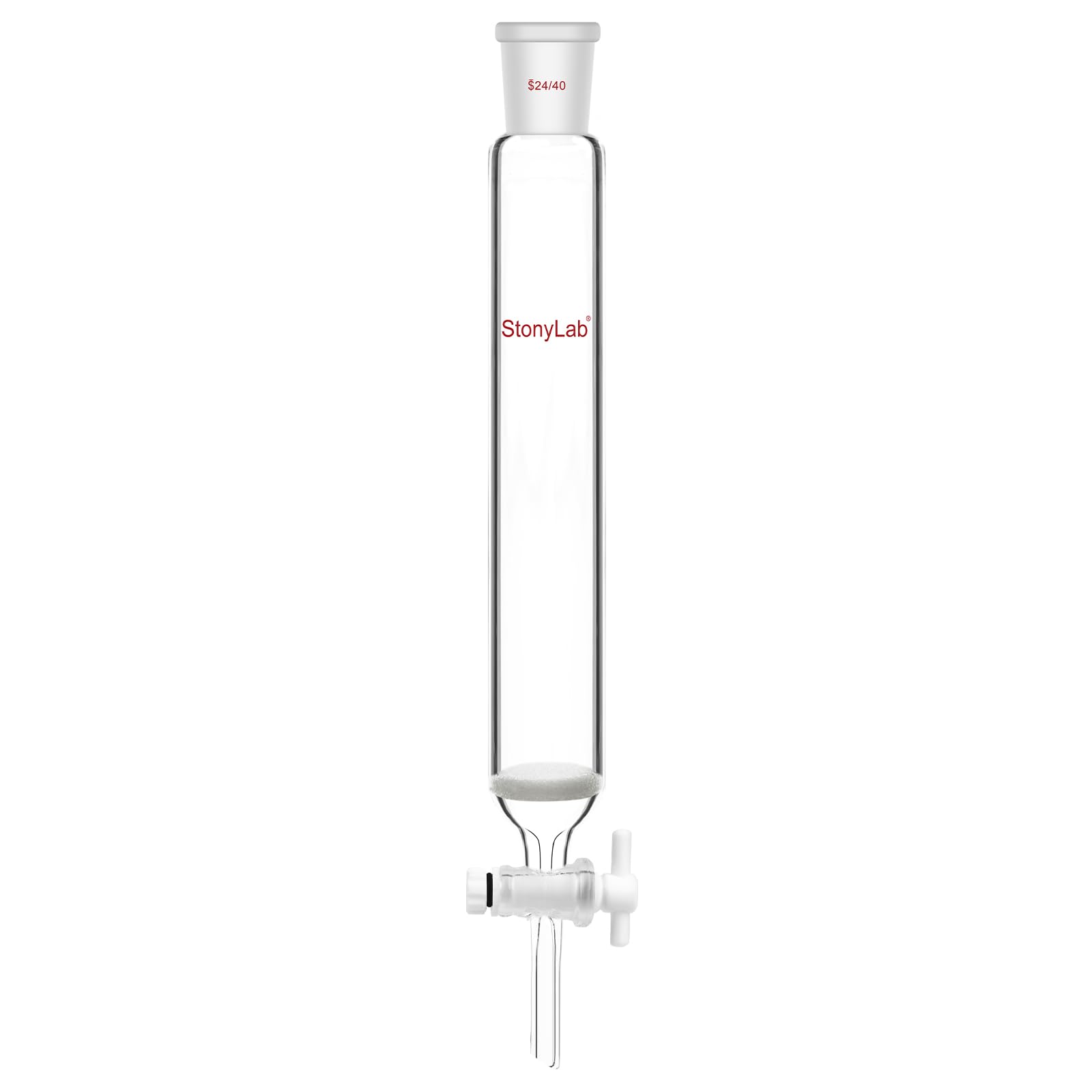 stonylab Chromatographiesäule, 38 mm Innendurchmesser, 203 mm effektive Länge, G2 Sinterplatte, 24/40 Schliff, Hochborosilikatglas für den Laboreinsatz