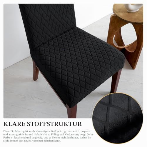 LANSHENG Stuhlhussen 6er Set, Waschbar Stuhlbezug Schwingstühle, Schwarz – Ansicht 4
