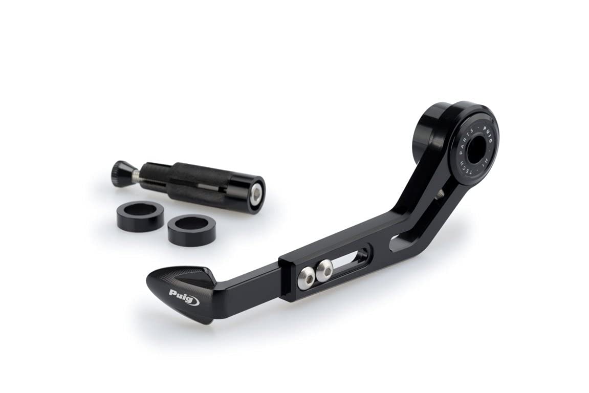 Puig 3877N Protectores de maneta en aluminio mecanizado con ajuste regulable para máxima seguridad y control en conducción, Negro