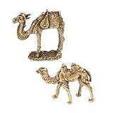 NOIAFZY 2Pcs Vintage Brass Camel Statue Exquisitely Handcrafted Charm Pendant for Desktop Office Home Decor Crafts Ornament