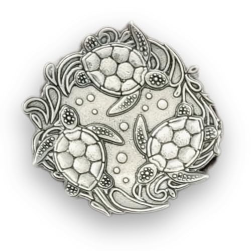 Sea Turtle Jewelry Tray Ring Dish - Fine Pewter Handmade in USA - Ocean & Turtle Design Gift for Weddings, Nature Lovers, Beach House Decor (Antique Pewter Finish)