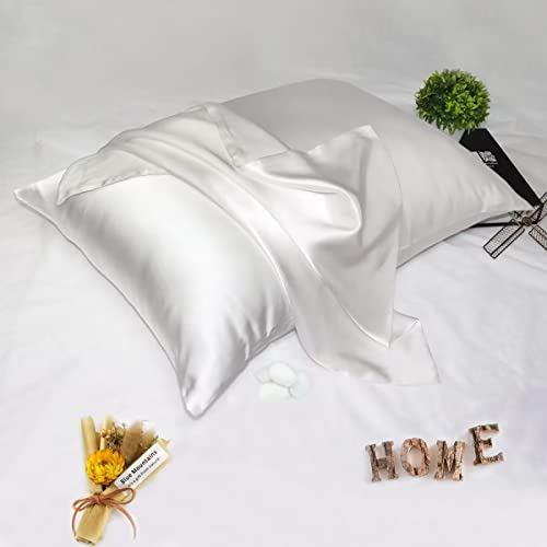 Adubor Mulberry Silk Pillowcase For Hair And Skin With Hidden Zipper, Both Side 23 Momme Silk,900 Thread Count (20X26Inch, Standard Size, Ivory White, 1Pc) #TOP2