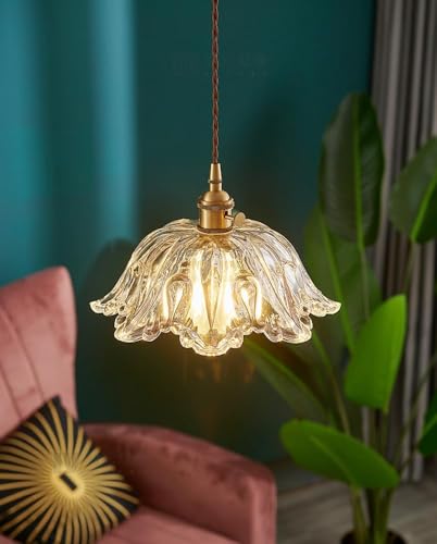 Lustre rétro en verre suspension décorative E27 plafonnier porche - 4