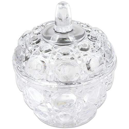 Fuji Premium Crystal Apple Shaped Glass Dappen Dish Holder with Lid Or Small Accessories Jewelry Holder. Design Unique & Best For Gift.