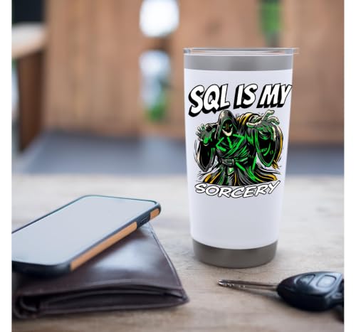 SQL Developer Sorcery Funny Database Admin Programmer Gobelet isotherme en acier inoxydable double paroi – vue 7