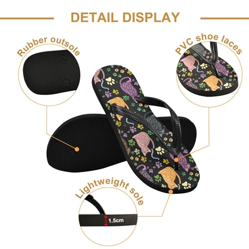 Burbuja Cats with Paw Prints Flip Flops for Women Men, Soft Thong Sandals Rubber Slippers for Pool Beach Essentials3