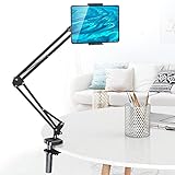 【HÄLT BOMBENFEST WO IMMER SIE WOLLEN! IHR TEURES GERÄT IST MIT DIESER HALTERUNG SICHER!】Die Halterungsstange besteht aus Ganzmetall und der Sockel nimmt eine rotierende Verriegelungsstruktur an, lässt sich leicht und fest an nahezu jede Tisch & Bettkante anbringen. Die drei Knöpfe dienen zum Einstellen der Dichtheit. Das Schutzpolster verhindert gezielt Druckstellen und Kratzer auf Ihren Gegenständen. Die zweilagige Druckfeder wird im Inneren des Clips verwendet, um das Gerät festzuklemmen.