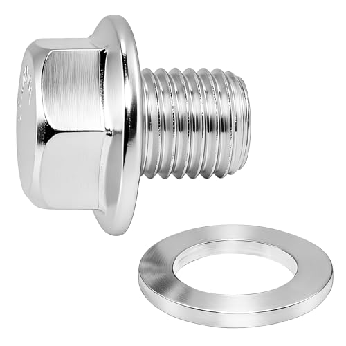 Image of M12x1.25 Oil Drain Plug - 2 Oil Pan Drain Nut Bolts + 2 Aluminium Gaskets, Leak-Proof Engine Drain Screw Kit, Compatible with Toyota Nissan Lexus Geely