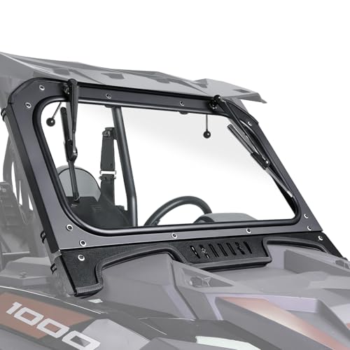 StarknightMT 19-23 RZR Vented Glass Windshield Anti-Scratch with 2 Manual Wiper Compatible with Polaris RZR XP (1000/4 1000/Turbo/4 Turbo 2019-2023) No Intrusion Bar Front Window DOT Approved Clear