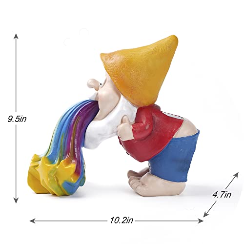 Garden Gnome Statue , Gnome Are Throwing Up Meteor In Your Garden, Funny Figurine With Solar Running Leds For Patio Yard Art Decoration, Outdoor Lawn Ornaments, Housewarming Gift - 10.2" L X 9.5" H… #TOP6