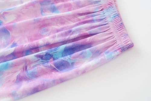Image of Tie Dye Mermaid Sloth Christmas Halloween Pajamas for Girls Long Sleeve and Pants Nighty PJS 2-piece Set Size 6-16