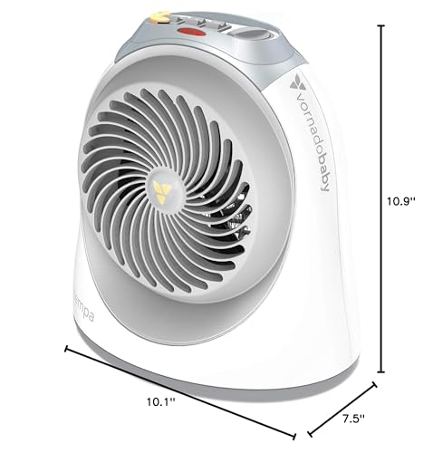 Vornadobaby Tempa Nursery Space Heater, Electric Space Heater for Baby with Locking Controls, Tipover Protection, Safety Shutoff, Hidden Cord Storage, Adjustable Thermostat
