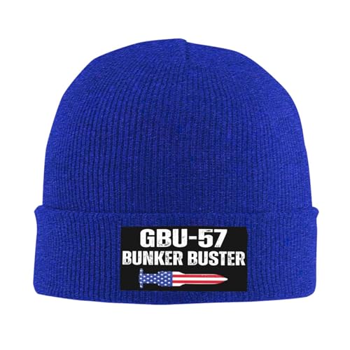 Trewrdt GBU-57 Bunker Buster Knit Hats Beanie Hat for Men Women Fashion Warm Winter Ski Cap Blue