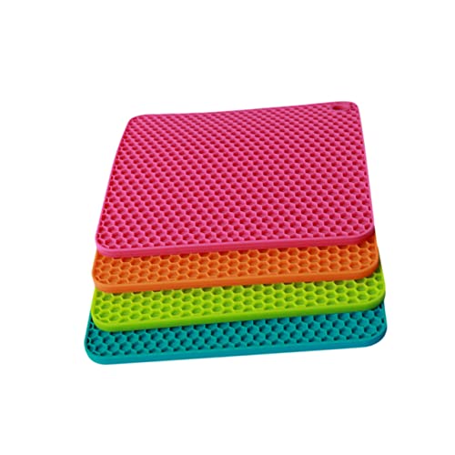 CIYODO 4pcs Heat Resistant Silicone Mats Non Slip Honeycomb Pot Holders for Kitchen Use Food Grade Insulation Pads Orange Red Green and Blue for Pots Pans Bowls and Cups