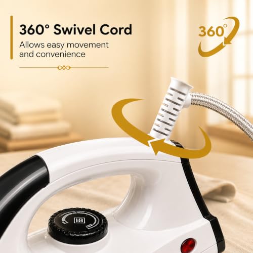 Image of Aero Iron Box for Clothes with 1 Year Replacement Warranty, 1000W Lightweight Dry Iron with Non-Stick Soleplate, Adjustable Temperature Control, Shockproof Body, Made in India, White