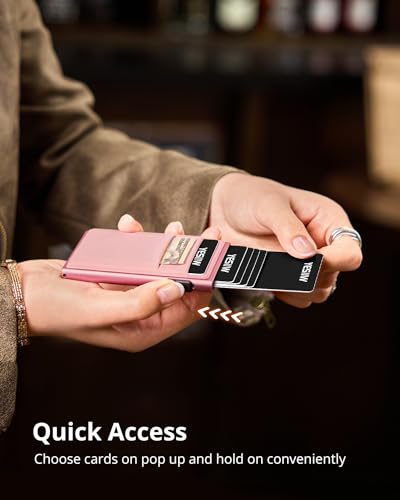 YESIIW Women's Slim Card Holder Wallet - Minimalist Pop Up RFID Blocking Wallet for Women, Anniversary & Birthday Gift for Her, Blossom Pink2