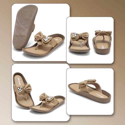 Image of Women Stylish Bow Flip Flops | Soft Comfort Toe Post Slippers for Women | Casual Lightweight Everyday Wear Sandals