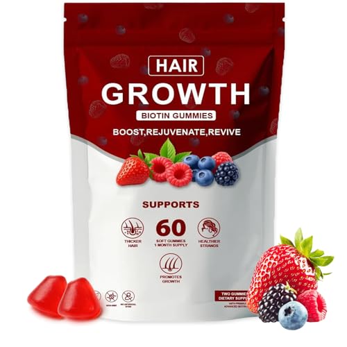 Hair Growth Vitamins Gummies for Black Women, Healthy Nourishment with Biotin, Collagen & Botanical Extracts, Hair Growth & Strength, Skin & Nail Care, Non-GMO, 60 Gummies (1)