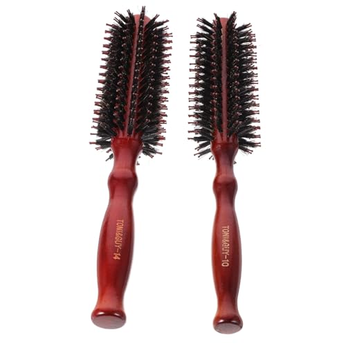 Beavorty 2Piezas Cepillo de Redondo de Madera con Naturales Antiestático y Ergonómico para Peinados Rizados y Secado de S