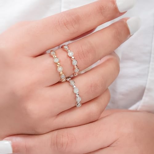 Cali Trove, Gold Vermeil Plated Diamond Wedding Rings For Women in 925 Sterling Silver | 1/20, 1/10, 1/6 CT Diamond Stackable Rings for Women | Gold Silver Rings for Women | Anniversary Band for Women2