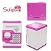 Suliper Electronic Piggy Bank Code Lock for Kids Baby Toy, Mini ATM Safe Coin Cash Banks Real Money Saving Box with Password, Auto Money Scroll for Children,Boys Girls Birthday Gift (Pink/White)