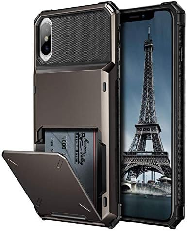 Coolden for iPhone XS Max Case with Card Slot Holder Case for iPhone XS Max Wallet Case Cover Shockproof Case Heavy Duty Hard Back Phone Case Protective Case Cover for iPhone XS Max (Gun Color)