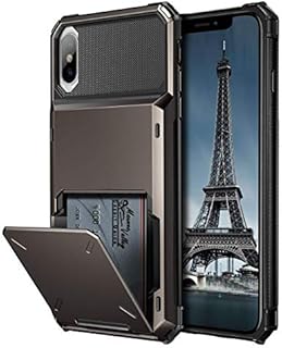 Coolden for iPhone XS Max Case with Card Slot Holder Case for iPhone XS Max Wallet Case Cover Shockproof Case Heavy Duty Hard Back Phone Case Protective Case Cover for iPhone XS Max (Gun Color)