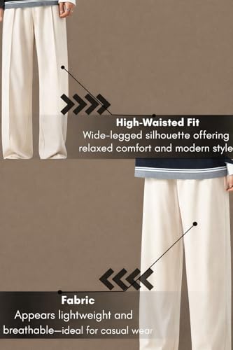 Image of Men Wide Leg Loose Fit Trousers with Elastic Waist & Drawstring - Korean Style Relaxed Straight Pants for Men, Casual Lounge Travel Wear, Comfortable Soft Fabric