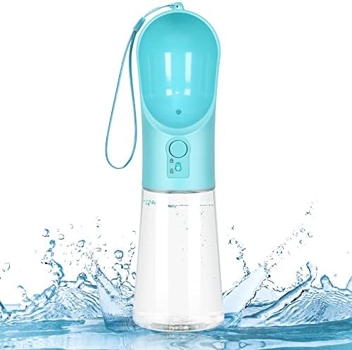 UPSKY Dog Water Bottle Portable Pet Water Bottle Leak Proof Dog Water Dispenser, Lightweight Dog Travel Water Bottle Bowl for Walking 400ml (Blue)
